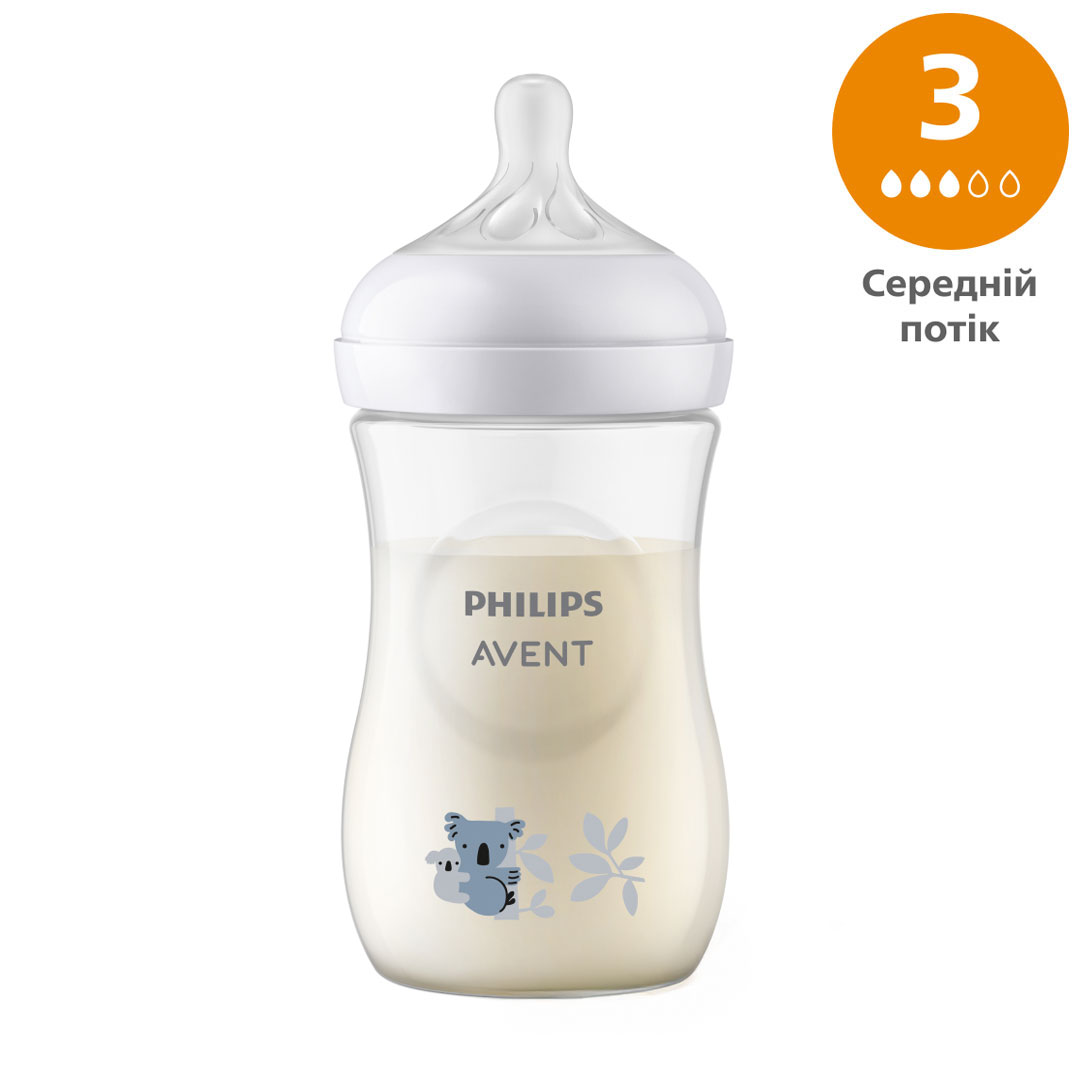 Пляшечка для годування PHILIPS AVENT Natural Коала, природний потік, від 1 місяця, 260 мл (SCY903/67)